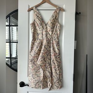 RACHEL Rachel Roy Cream Midi Dress with Pink & Gray Floral Print